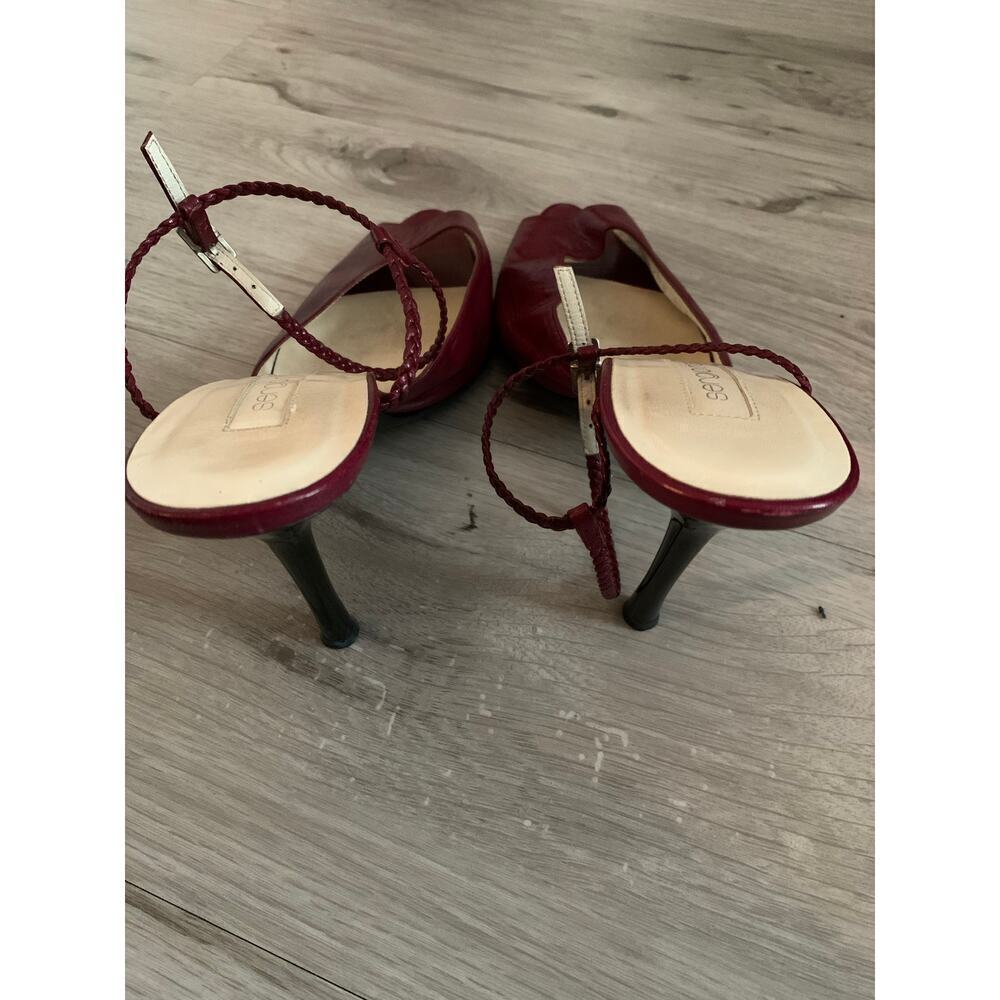 Sergio Rossi Leather Peep Toe Heels Size 39 (8.5) - Picture 3 of 6